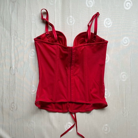 vintage la vie en rose red lace up corset top valentine 34C 34D - Picture 2 of 3